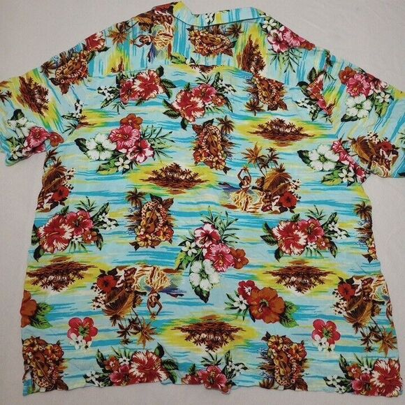 George Men's 3XL Hawaiian Shirt Floral Hula Girls Button Up‎ Short Sleeve - Picture 7 of 7